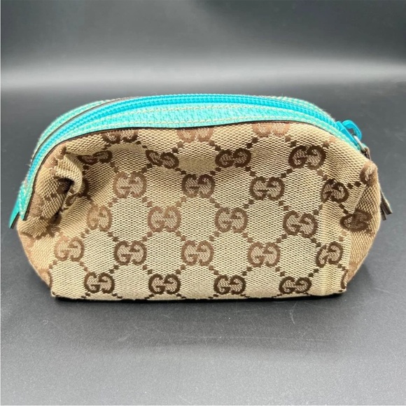 Gucci Tan and Teal Patterned Pouch - Picture 2 of 10